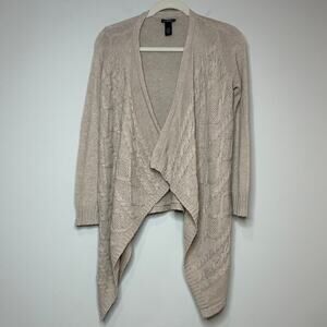 Lane Bryant Waterfall Open Cardigan Sweater Size 14/16W Wool Blend Cable Knit